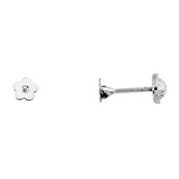 Pendientes Oro Blanco Bebé Flor con Brillante